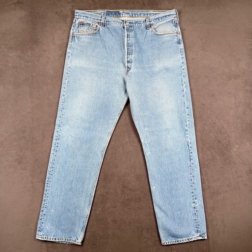 Vintage Levis 501 Jeans Mens 42x34 Blue Light Wash Button Fly 90s USA Fits 39x34